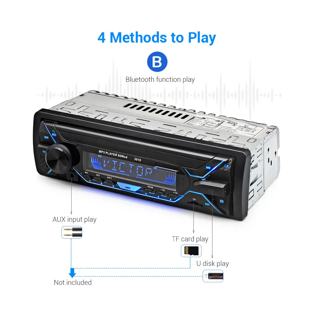 Bluetooth автомобильный mp3 плеер аудио стерео Радио 12 В в тире 1 Din FM Aux вход приемник USB