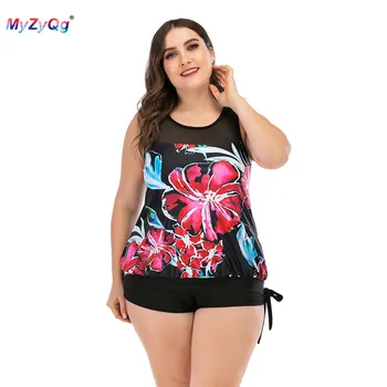 

Big Red Flower Printed Women Sleeveless Two Piece Sets Brazilian Swim Suit Bathing Suits Swimwear Swimsuit Tankini