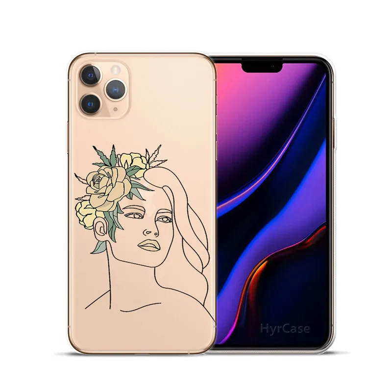 iphone 7 plus case Minimal Line Art Woman With Flowers Phone Case For iPhone 11 12 Mini Pro XS Max X XR 7 8 Plus 6S SE 2 12Pro Silicone Back Cover iphone 6 cardholder cases