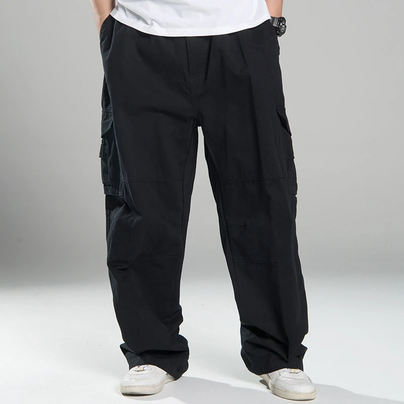 Plus Size 8XL140KG Autumn Winter Men cargo pants thick High street pants safari style pockets Skateboard out door straight pants 3