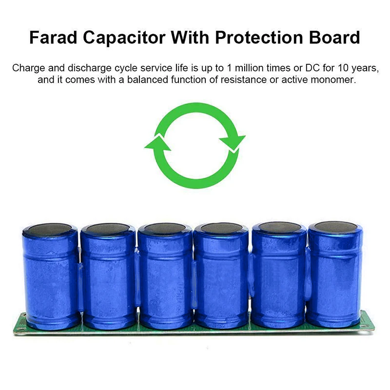 

1Set/6Pcs Farad Capacitor 2.7V 500F Super Capacitor with Protection Board OD889