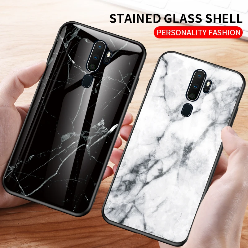 Для Oppo A9 A5 чехол мраморный глянцевый закаленное стекло Мягкий Силиконовый противоударный жесткий чехол для телефона для Oppo A11 A11X чехол 6,5 Дюймов