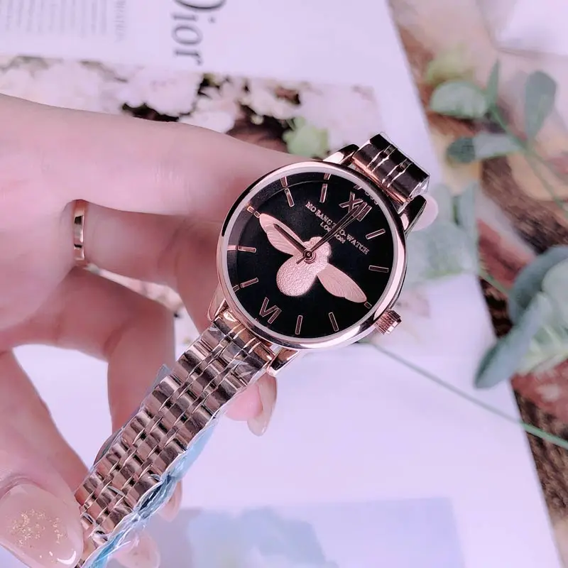 Модные высококачественные женские часы, Кварцевые водонепроницаемые часы из нержавеющей стали с маленькой Пчелкой, классические женские часы
