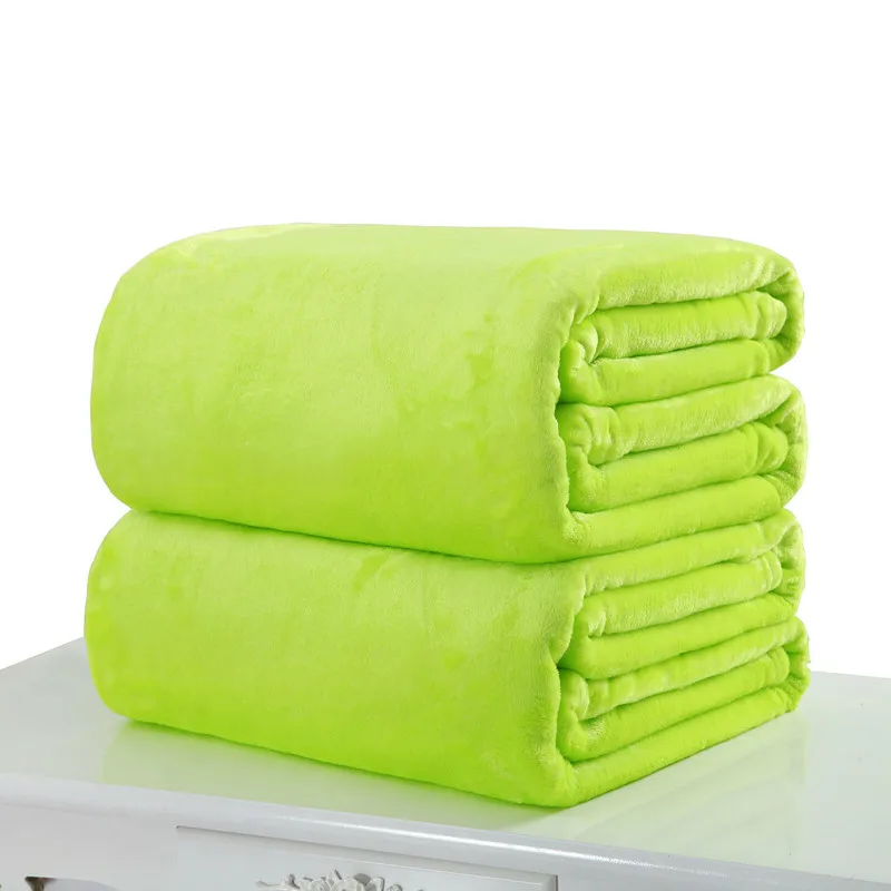 US из гладкой фланели Коралловое одеяло супер теплое плотное теплое микроплюшевый флисовое покрывало для одеяла ковер диван-кровать Горячая - Цвет: Green