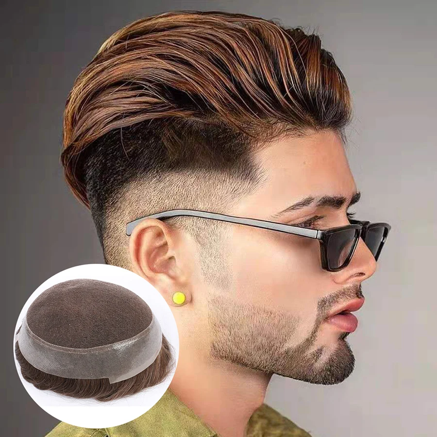 

Men Wig Swiss Lace Wig with Thin Pu Mens Toupee Wig Replacement Systems Indian Human Hair Wigs Hairline Remy Hair Men Hairpieces