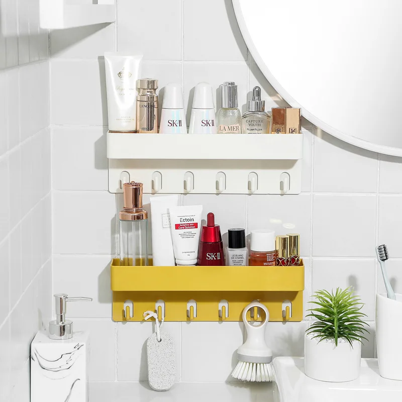 

New 2 Pack Wall-mounted Storage Rack Bathroom Accessories Organizer Stand Kitchen Spices Shelf Wall Hanging Holder Eco-Friendly