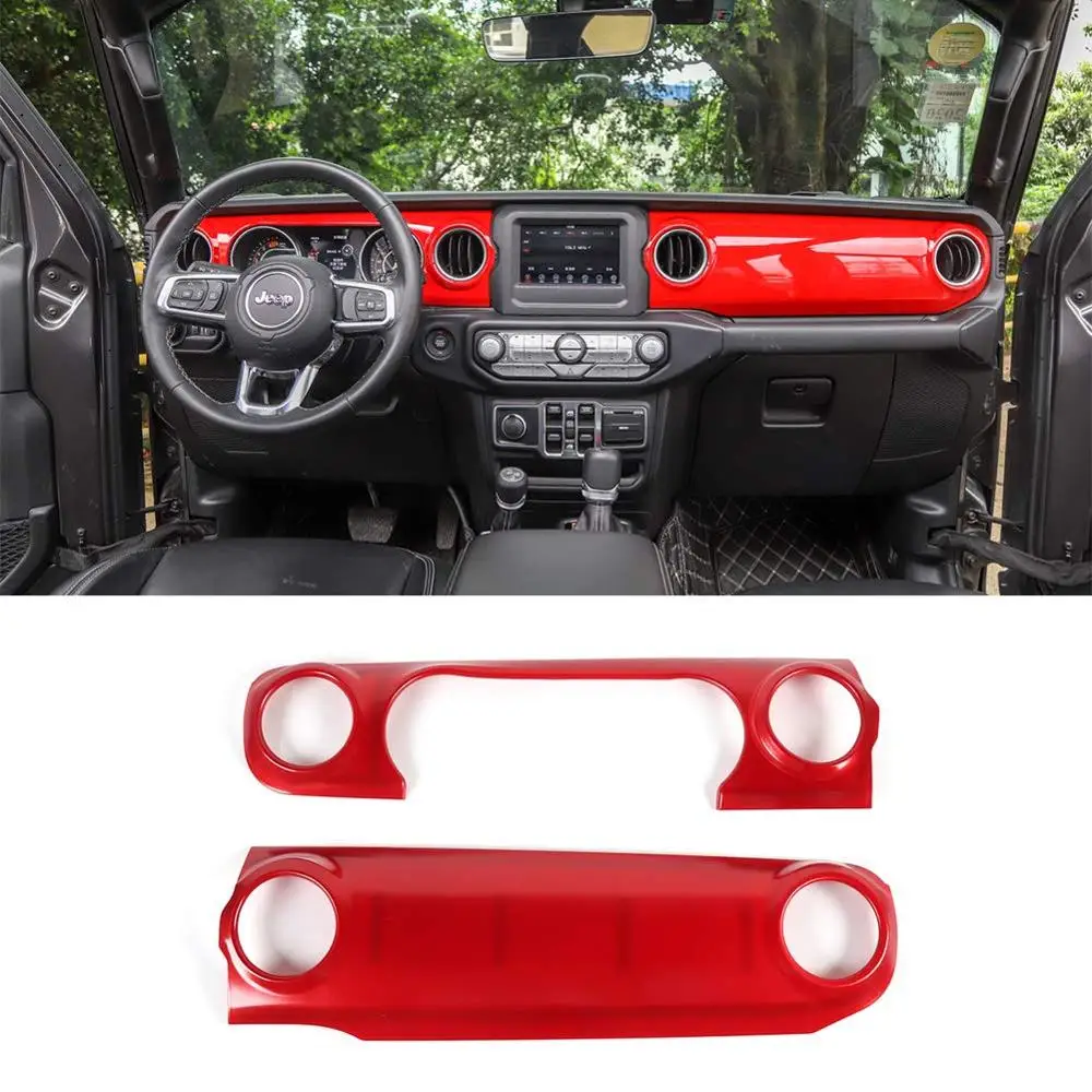 

Carbon Fiber Car Center Console Cover Trim Dashboard Decorative Panel Gear Shift Panel Cover For Jeep Wrangler JL 2018 2019