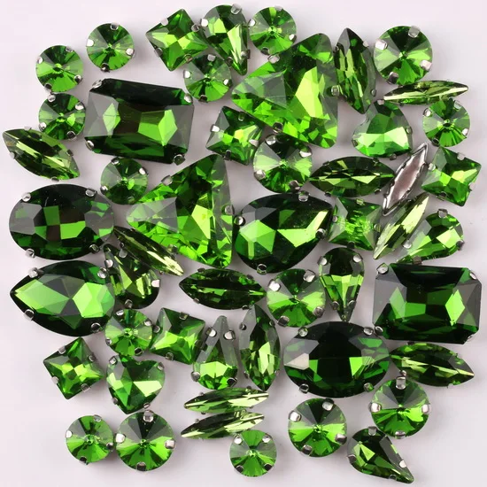 Silver Claw Setting Crystal Rhinestones - 50pcs Mixed Shapes, Clear & Jelly Candy AB