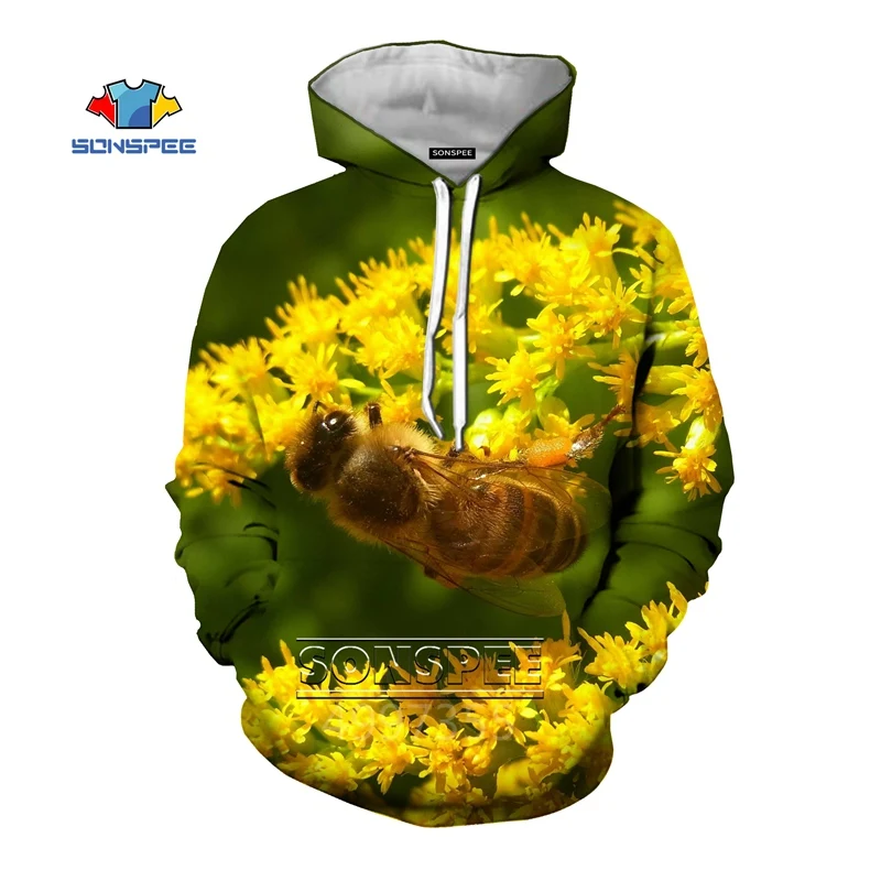 SONSPEE bees/осенние модные толстовки для мальчиков и девочек-подростков с 3D принтом; Толстовка для отдыха; уличная одежда; Топ; пуловер для детей; C162