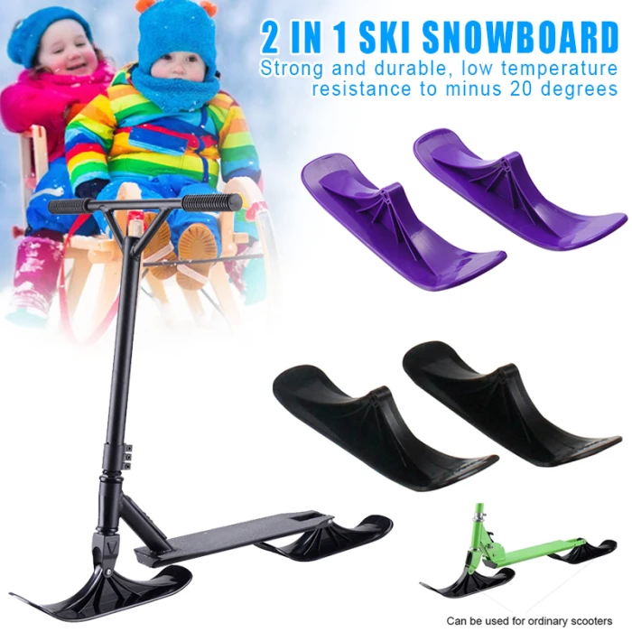 1 Pair 2 in 1 Ski Snowboard Sleigh Accessory Children Snow Scooter Wheel THJ99
