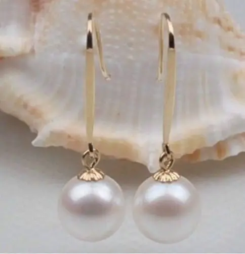 

HOT PERFECT ROUND AAA SOUTH SEA GENUINE 9-10MM WHITE LOOSE PEARL EARRING 14k/20