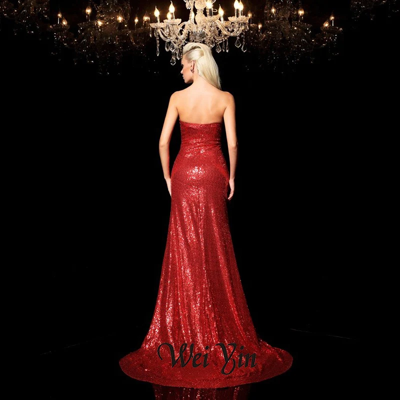 Mermaid prom dresses Jessica Rabbit dress sweetheart neckline red fully sequined floor length vestidos