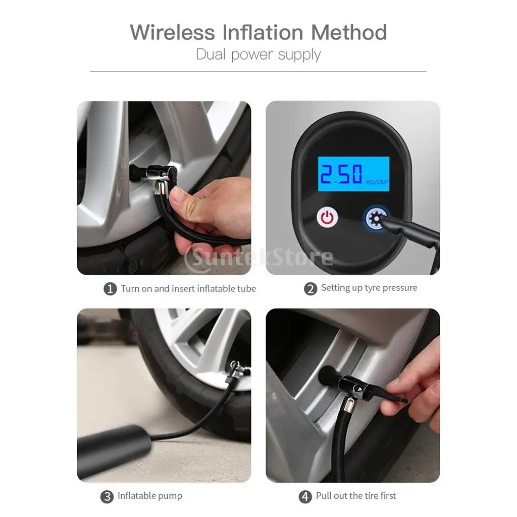 PORTABLE AIR COMPRESSOR MINI TYRE INFLATOR PUMP 150PSI F/ CAR/MOTORCYCLE/BICYCLE