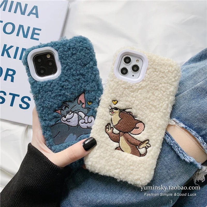 Милый мультфильм шаблон плюшевый чехол для телефона для iPhone X XR 6S 7 8 Plus 11 11Pro Max