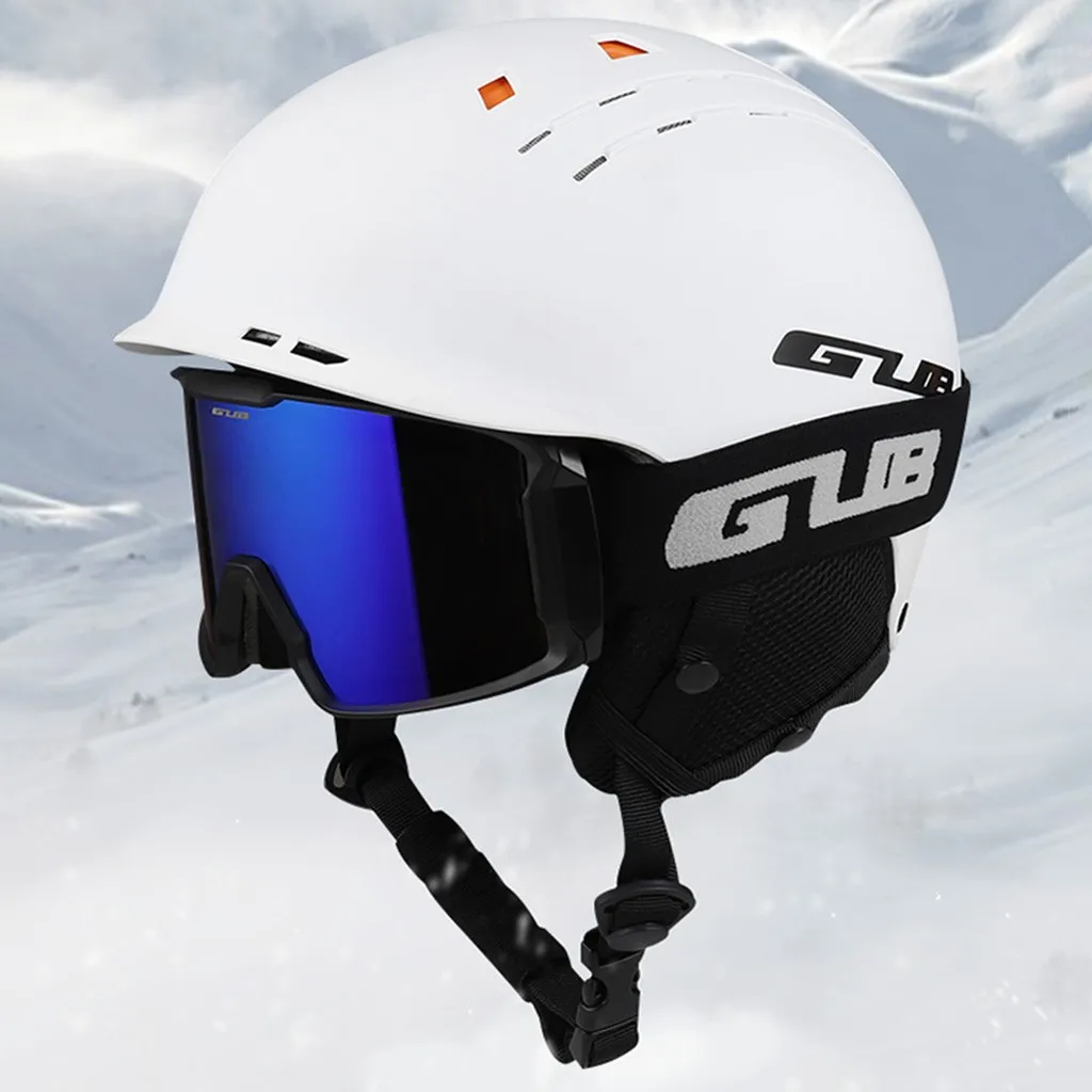Лыжный шлем Зимний Сноуборд Лыжный шлем с защитой для мужчин и женщин - Цвет: WH