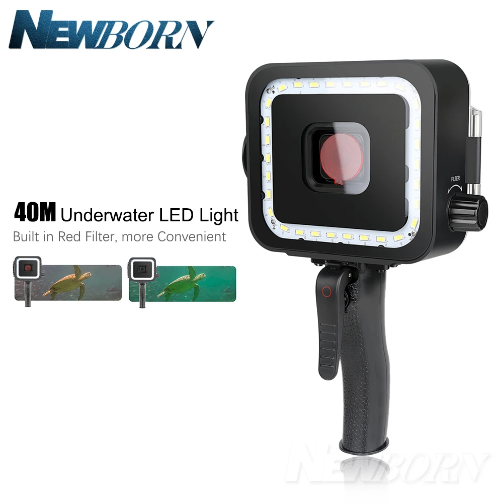 

SHOOT 40M 900LM Underwater LED Video Light for GoPro Hero 7 6 5 Black Waterproof Diving Flash Lighting Fill in Lamp + Red Filter