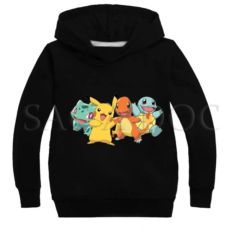 

2019 Spring Autumn Boys Sweatshirts Children Clothing Hooded Pokemon Coats Girls Kids Hoodies Clothes Casual Sports Pullover