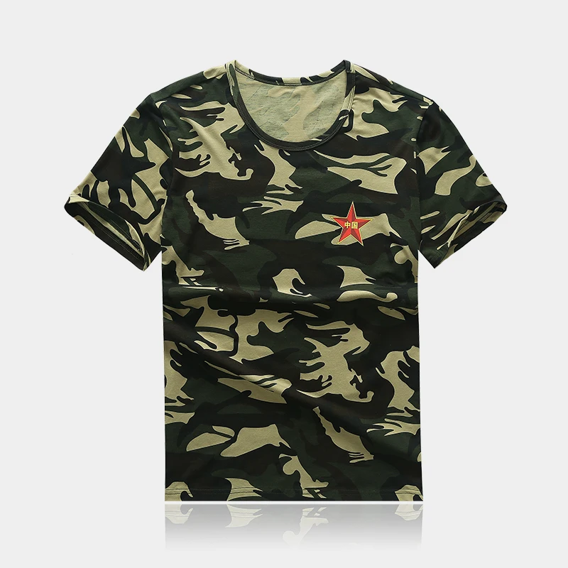 

Outdoor Camouflage Shirts Quick Dry Short Sleeve Army Camping Tactical T-shirts 2 Pcs Men Hiking Hunting Camo Military Shirts