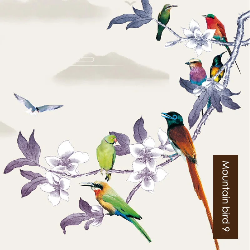 BO-Mountain bird 9 Индивидуальные полиэстер затемненные рулонные шторы китайская живопись пейзаж лотоса экран перегородки рулонные шторы - Цвет: BO-Mountain bird 9