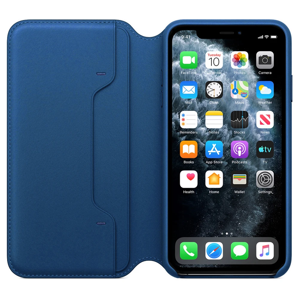 Благородный роскошный флип-чехол для IPhone 11 Pro Max xr xs x, кожаный чехол-кошелек с логотипом карты [не Apple ] - Цвет: Cape Cod Blue