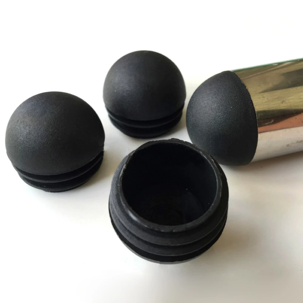 Domed Round Plastic Black Blanking End Caps Tube Pipe Inserts Plug 19mm 22mm 25mm 32mm 5/10/20/50Pcs pipe end cap