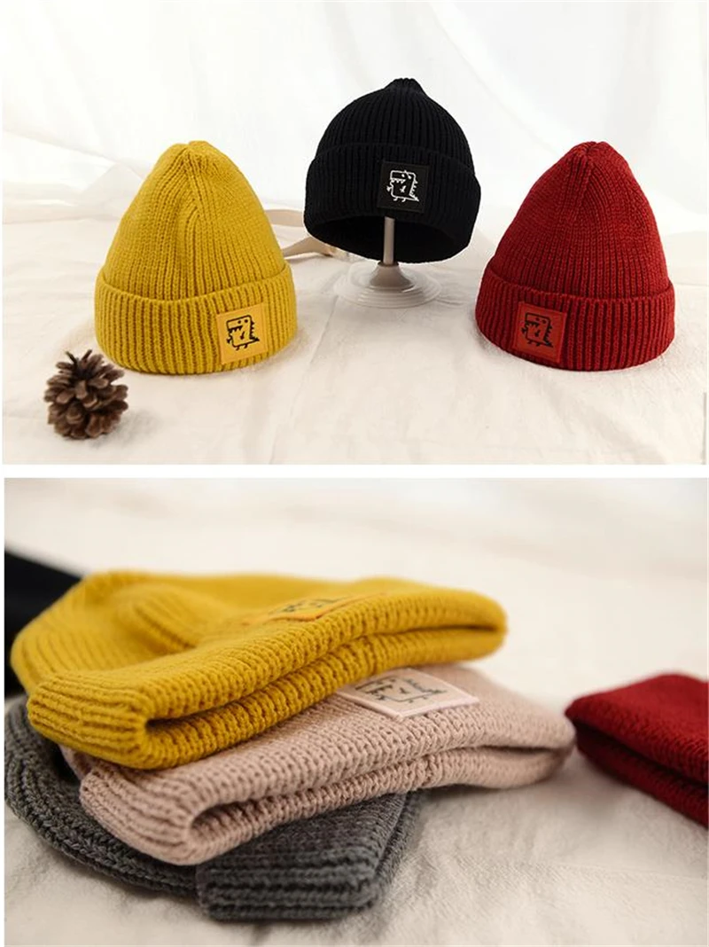 Зимняя шапка для девочки Beanie hat Baby шапка, шапки-бини для малышей Детские шляпы вязаная шапка для мальчиков и девочек, Повседневное однотонные Цвет