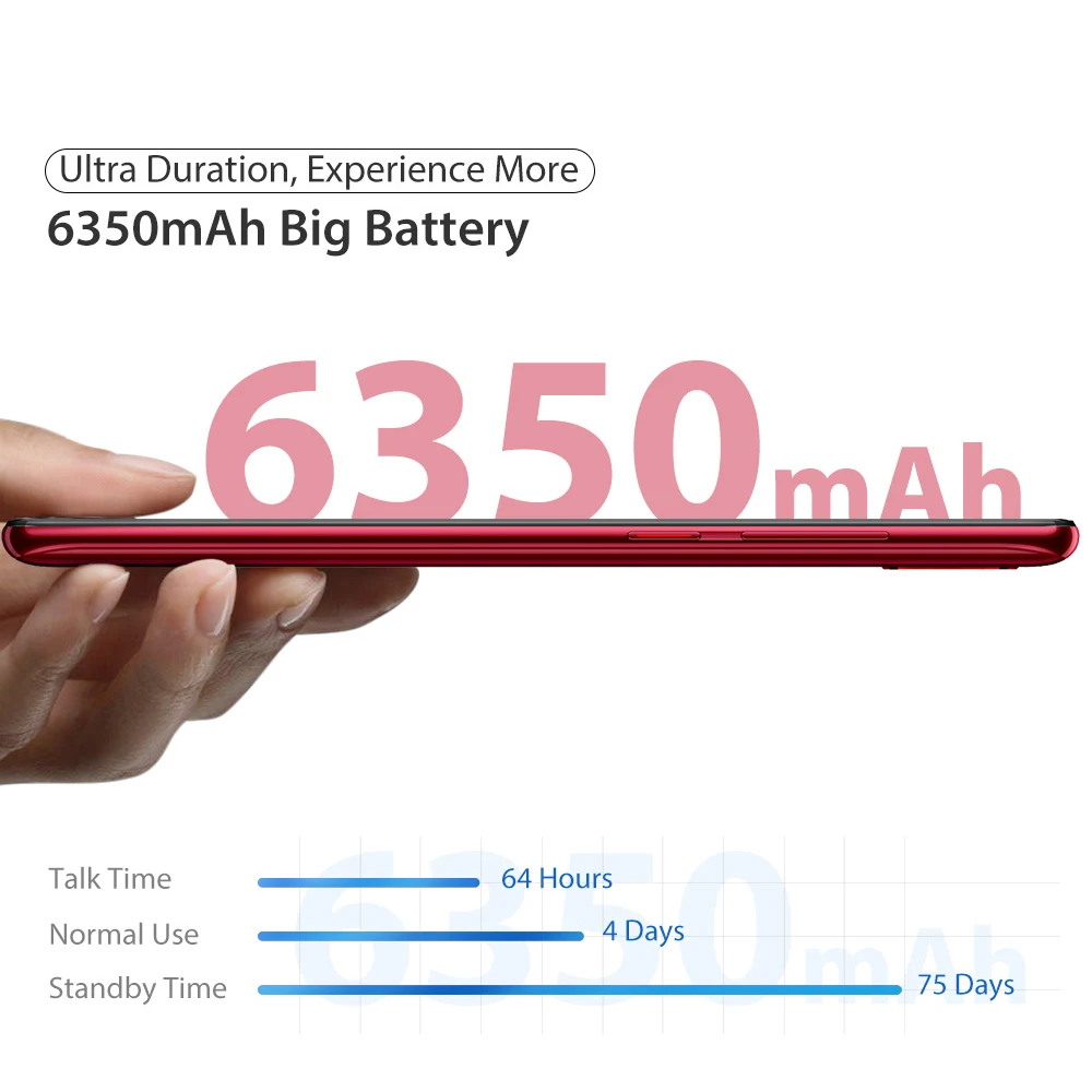 Смартфон Ulefone power 6, 4 ГБ, 64 ГБ, Android 9,0, 6350 мАч, 6,3 дюймов, FHD+ 16 Мп+ 16 МП, Helio P35, четыре ядра, NFC, Face ID, 4G