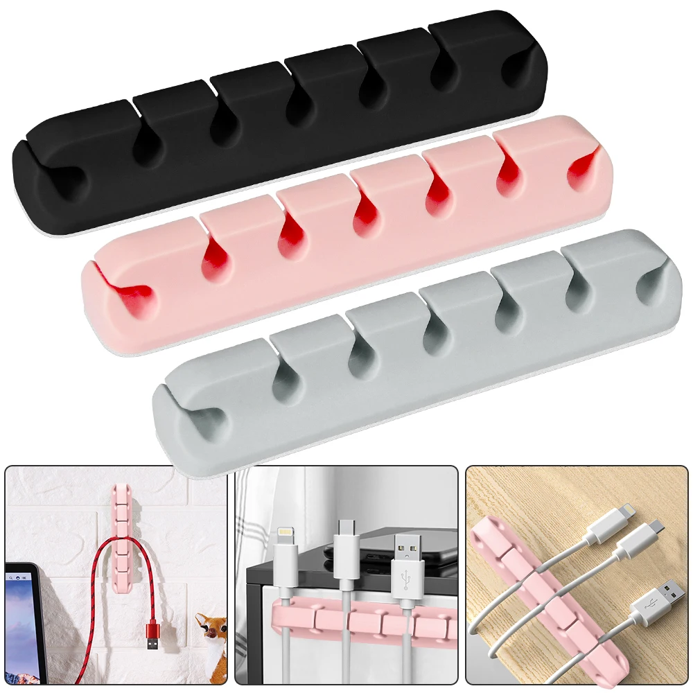 

Silicone USB Cable Organizer 7 Holes For Mouse Keyboard Headset Earphone Wire Holder Winder Desktop Tidy Management Clip