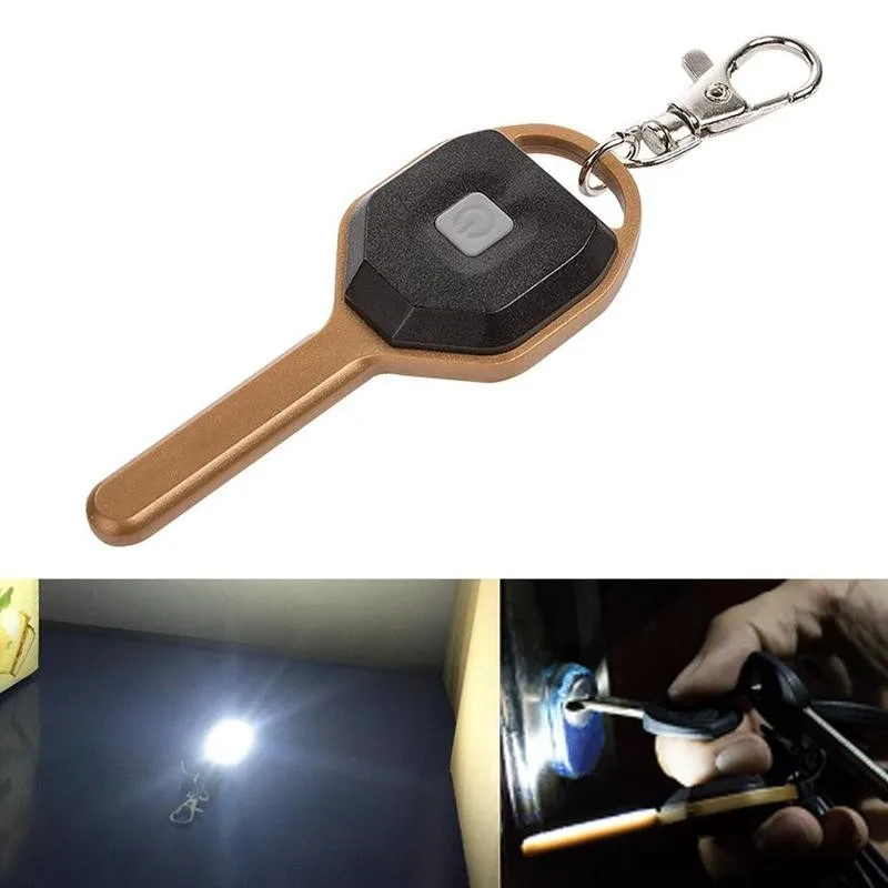 

1pcs Led Flashlight Light Mini Key Shape Key Chain Torch Lamp Ring Keychain Emergency Camping Light J2U1