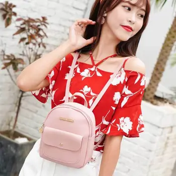 

Women Mini Backpack school bag Fashion School Backpack PU Leather Shoulder Bag For Teenage Girls Ladies Small Rucksack 2020