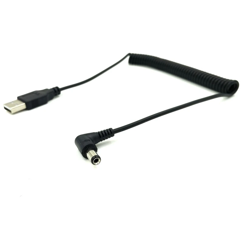 AAAE Top-5FT/1,5 м пружинный Спиральный USB кабель, USB 2,0 A штекер для DC разъем питания 5,5 мм x 2,1 мм кабель черный(DC5.5x2.1 черный 9