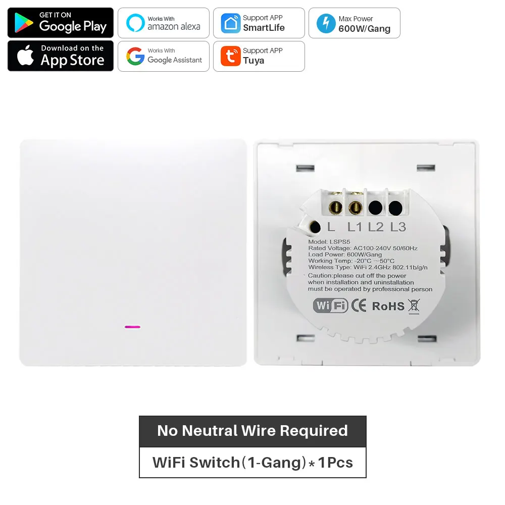 Tuya Matter 16A Smart WiFi Switch - Alexa, Google, Apple HomeKit