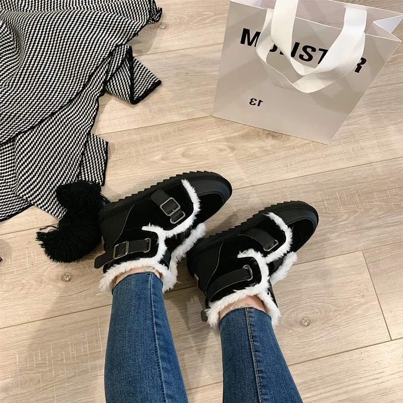 Popular Women Snow Boots Platform Winter Boots Thick Plush Casual Ankle Boots Women Winter Shoes Ladies Fashion Buckle