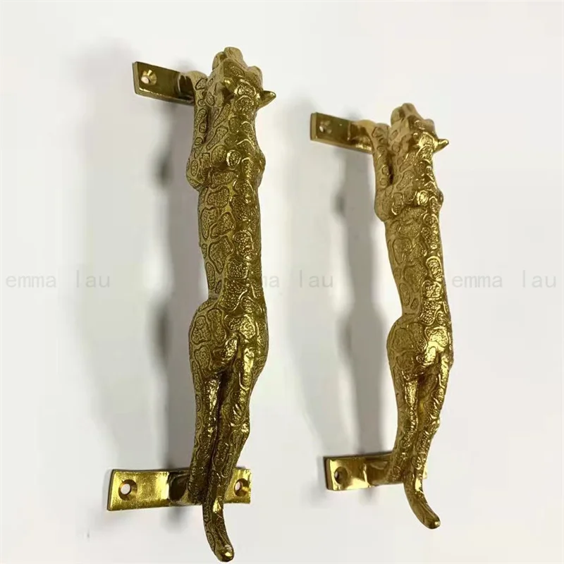 Retro Americano Armário Maçaneta da Porta e Alça Latão Leopardo Armário Armário Gaveta Alças Móveis Decoração Puxa