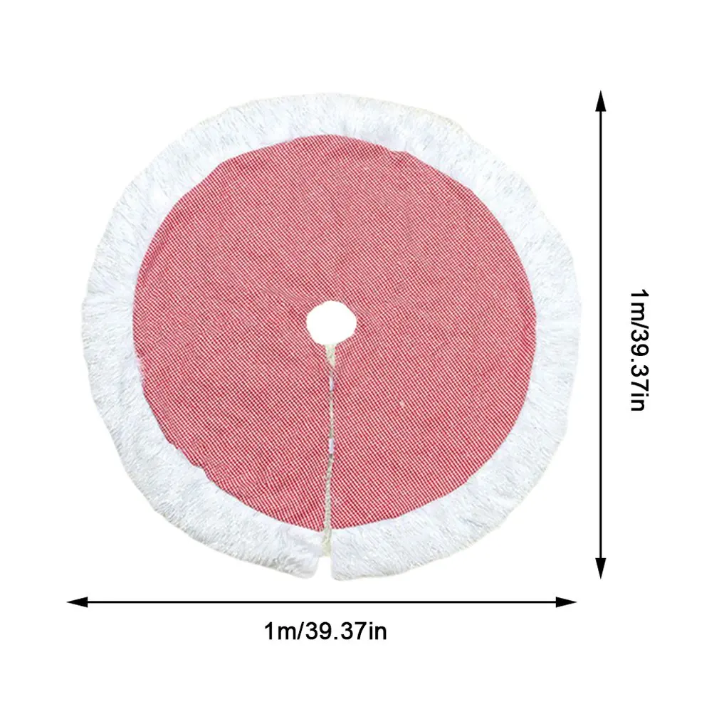 

Christmas Tree Bottom Decoration Cloth 100cm Plaid Plush White Edge Delicate And Durable Fabric Red Dot White Border