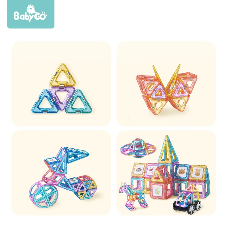 BabyGo 116pcs Magnetic Blocks Educational children's assembled Modeling toys Magnetic Designer Construction Set For Kids Gift