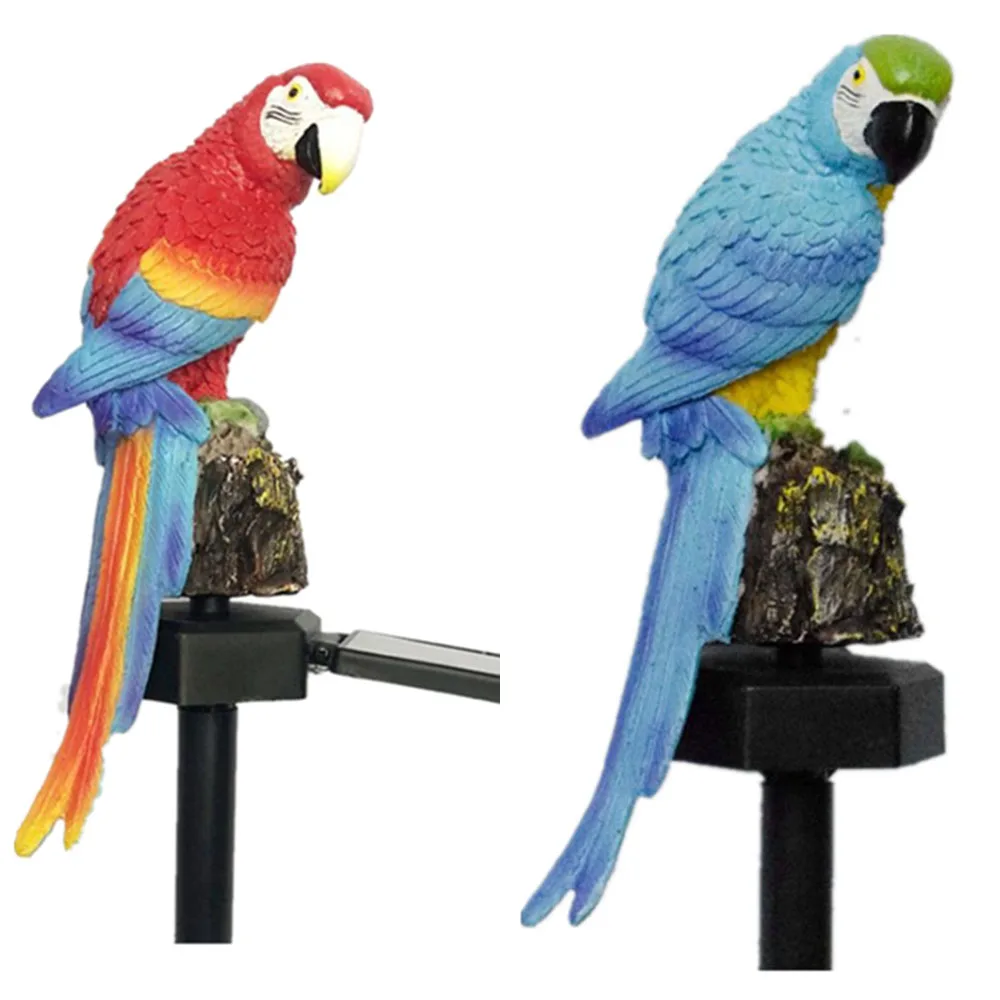 Современная лампа на солнечных батареях в виде попугая уличный декоративный