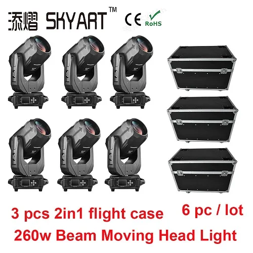 6pcs and road case 6 шт./лот Lyre 260 Вт Луч 10r светодиодный движущийся головной свет DMX профессиональная светомузыка - Цвет: 6pcs and road case