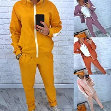 Беговые наборы для женщин спортивные свободные беговые штаны пальто на молнии осенний полосатый спортивный костюм повседневный комплект для йоги Женская спортивная одежда