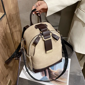 

Solid Color PU Leather Backpacks For Women 2020 Fashion Female Small Backpack Lady Back Pack For School Teenagers Girls