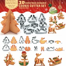 Рождественский набор формочек для печенья из нержавеющей стали, формочки для печенья Санта-Клауса и формочки для микро-выпечки