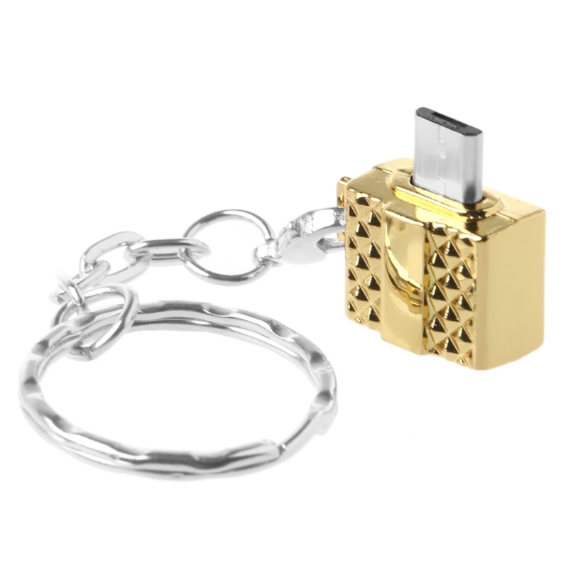 Micro USB B штекер USB 2,0 Тип A Женский Адаптер конвертера OTG с брелоком - Цвет: 4NB100456-GD