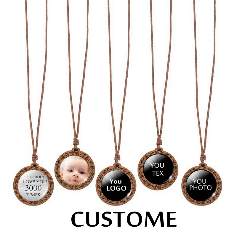 

New arrival Personalized Custom Photo Wooden Necklace Diy Custom Gifts with You Own Design Logo Picture Photo Special Gifts