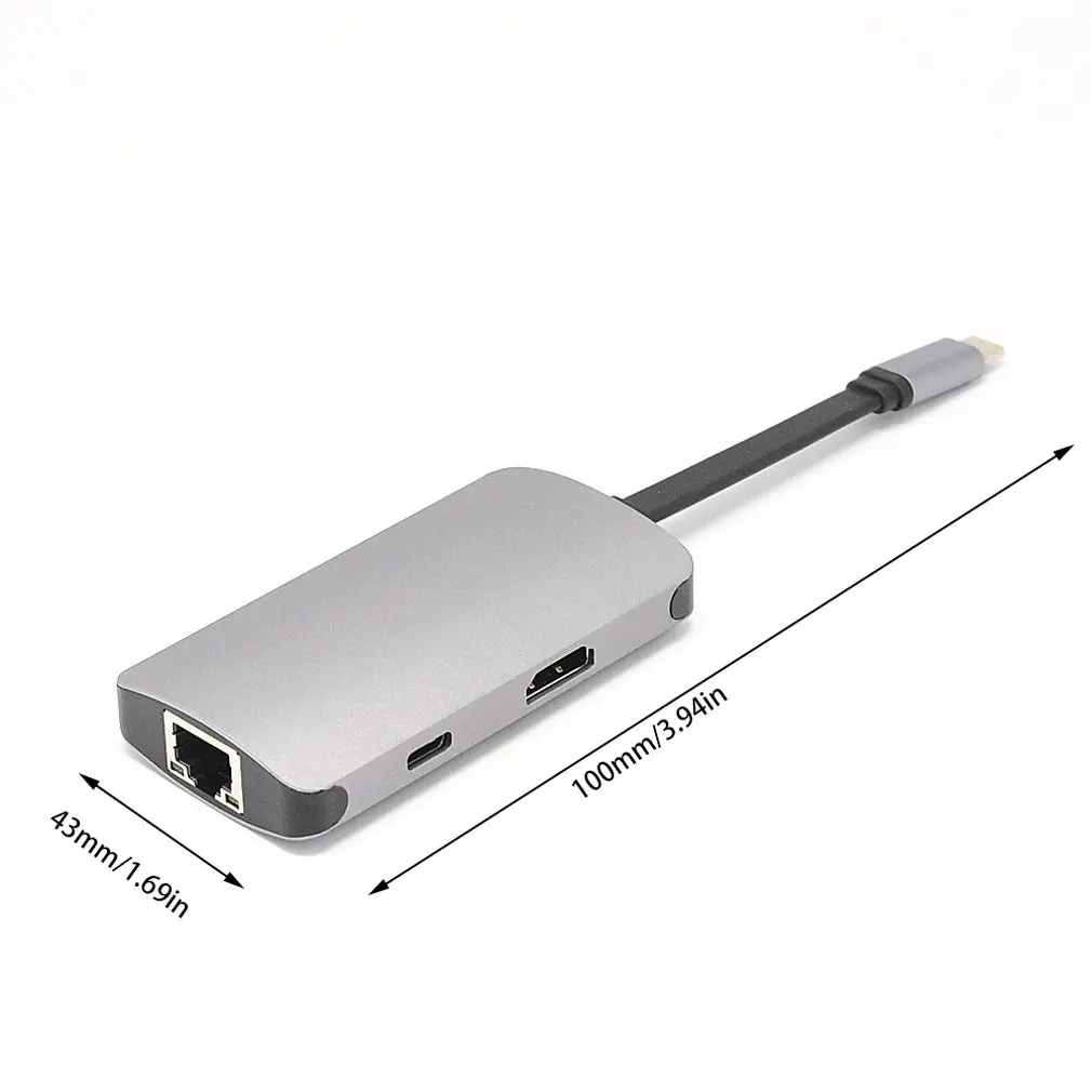 Концентратор USB Type C адаптер конвертер с 2 портами USB 3,0, 1 USB-C PD зарядный порт и 1 RJ45 1000 Мбит/с гигабитный Ethernet сетевой порт