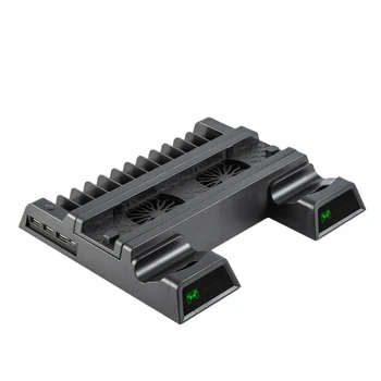 

Vertical Stand Cooling Fan Compatible with PS4 Pro/Slim , LED Controller Charging Dock Station with 12 Games Storage, 3 USB Port