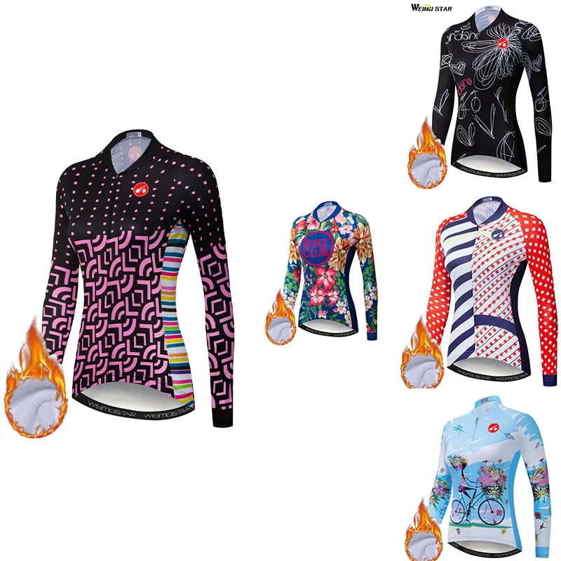 

Winter Long Sleeve Women Cycling Jersey Road Bike Thermal Jacket Pro Team Female Bicycle Clothing Cycling Shirt Women Clothing