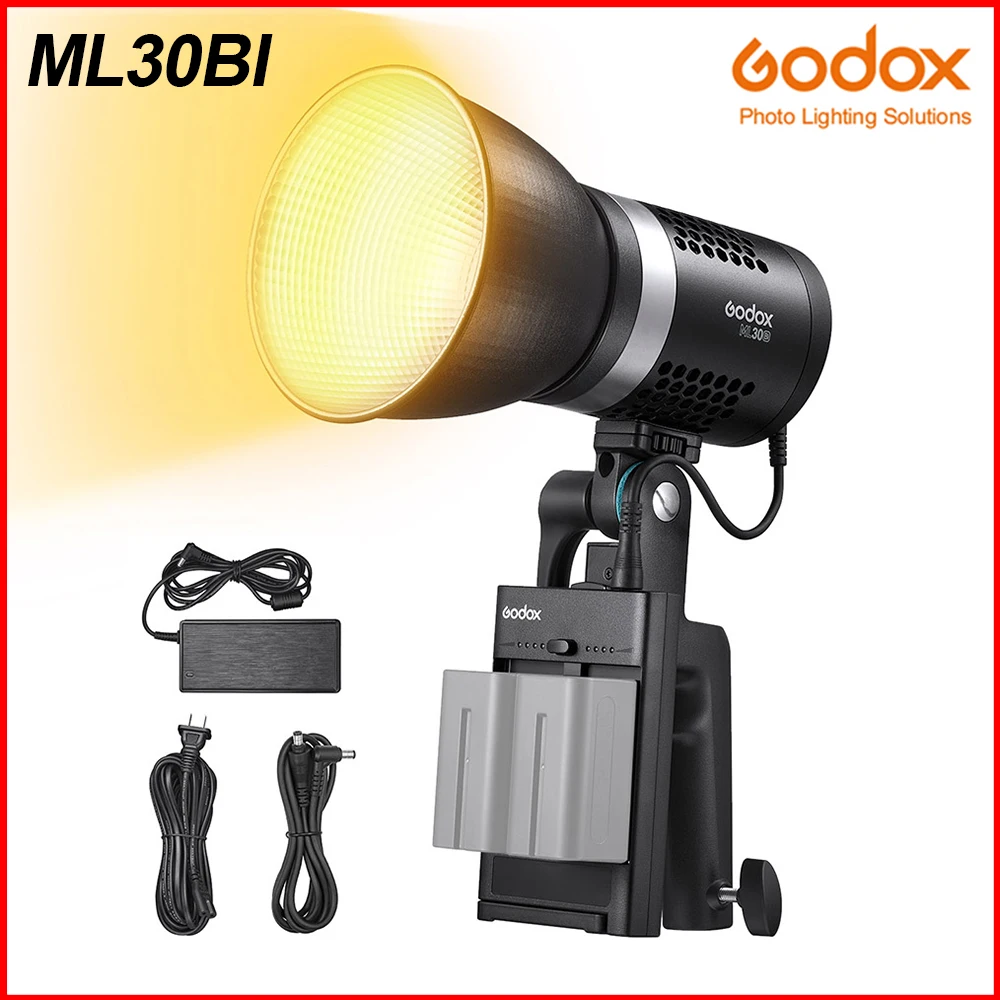 CRI 96+ TLCI 97+ Godox ML60Bi Bi-Color LED Video Luz 7 FX Efectos Compatible con Control de Aplicación Móvil Adecuado para Estudio // Video Solución de Energía Dual