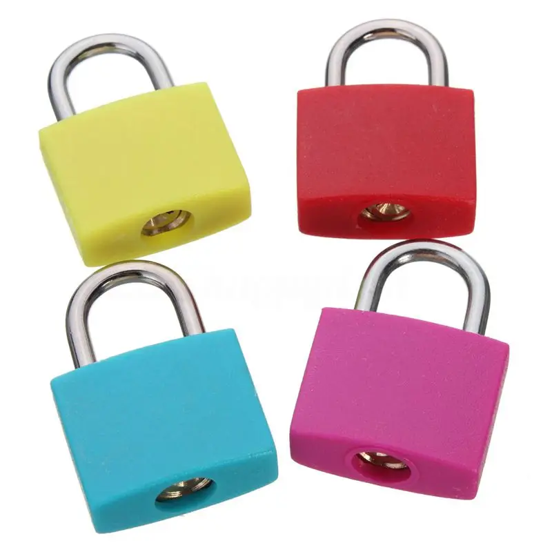 20mm Neon Colored Plastic Coated Brass Padlock Travel Luggage Padlocks Lock, 1 SET OF 4
