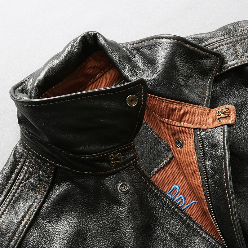 Facotry New Men Black/Brown A2 Pilot Jacket Casual Genuine Cowskin Slim Fit Jackets Russia Winter Coats S-4XL