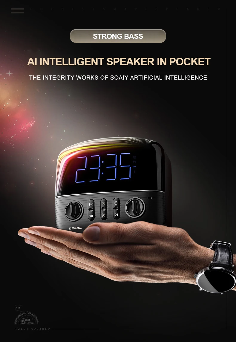 SOAIY S-39 AI Voice Интеллектуальный динамик беспроводной Bluetooth аудио портативный сверхмощный сабвуфер наружная Мобильная Миниатюрная акустическая система для телефона